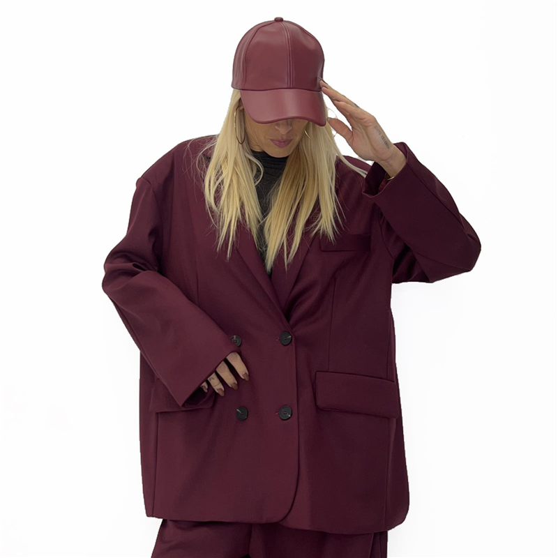 blazer doppiopetto over con spalline imbottite rose